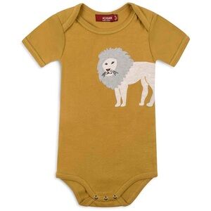 Milkbarn Applique Onesie Short Sleeve Lion